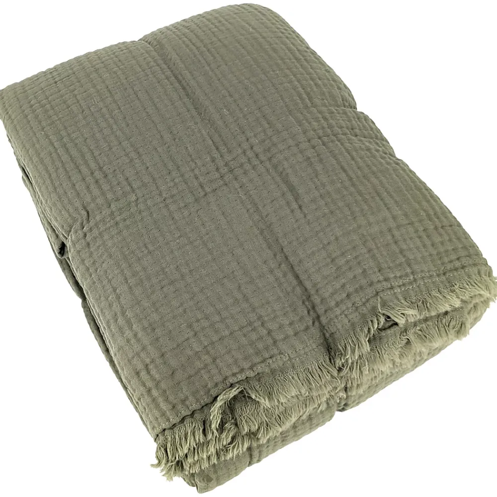 Linnea Couvre-lit 260x240 cm coton collection PAROS vert mousse* Boutis, Couvre-Lit, Édredon