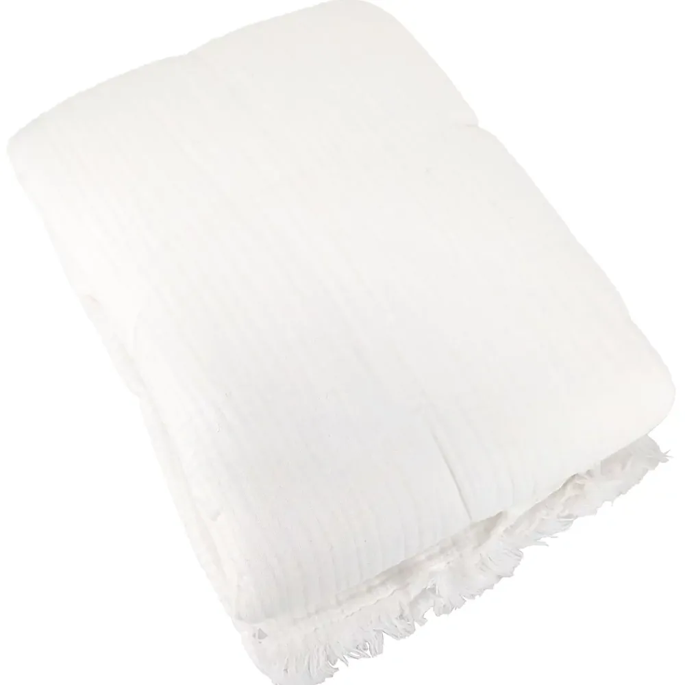 Linnea Couvre-lit 150x200 cm coton collection PAROS blanc neige* Boutis, Couvre-Lit, Édredon