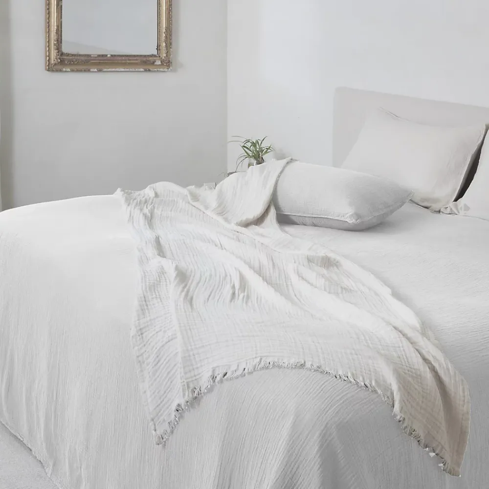 Linnea Couvre-lit 150x200 cm coton collection PAROS blanc neige* Boutis, Couvre-Lit, Édredon