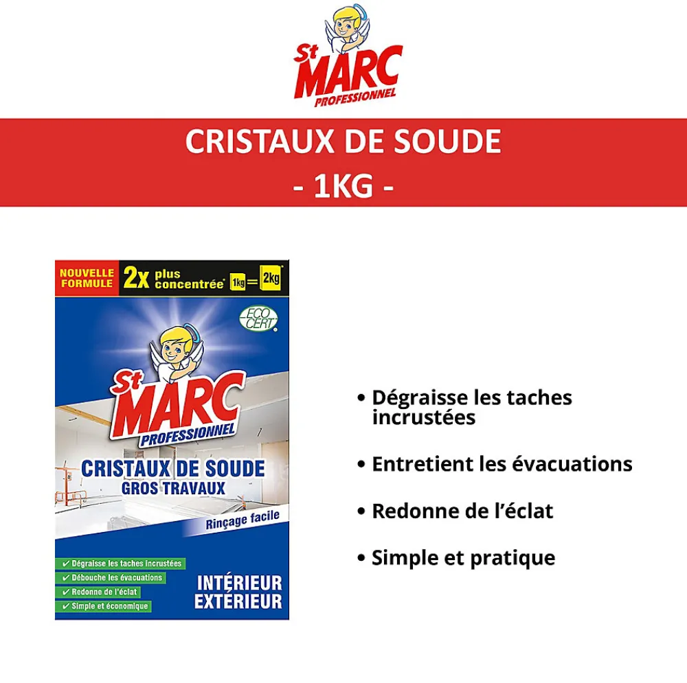 Cristaux de soude gros travaux professionnel 1kg>St Marc Best