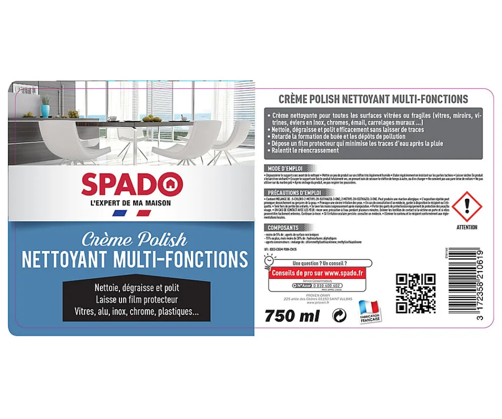 Crème Polish nettoyant multi-fonctions 750ml>Spado