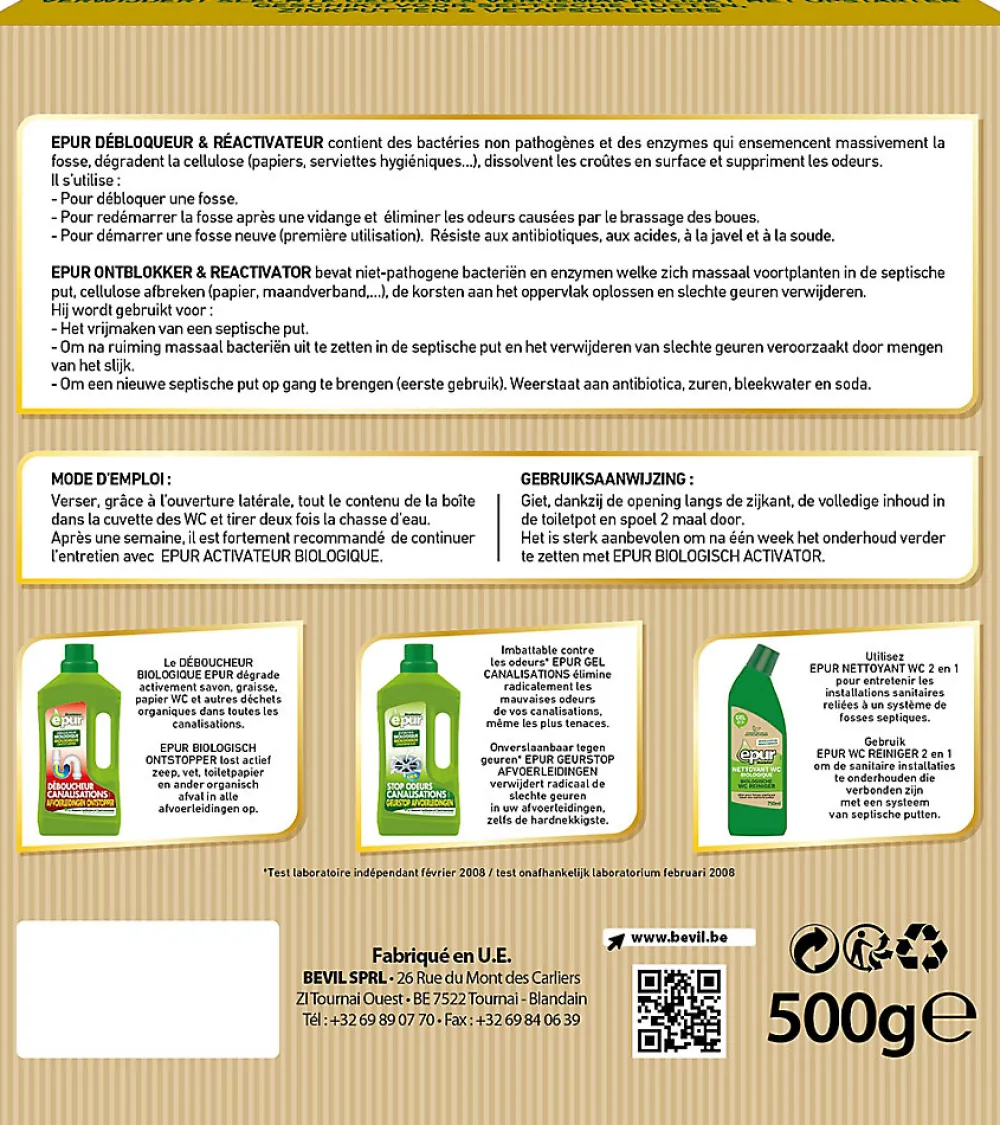 Débloqueur/réactivateur spécial fosses septiques 500g>Epur Clearance
