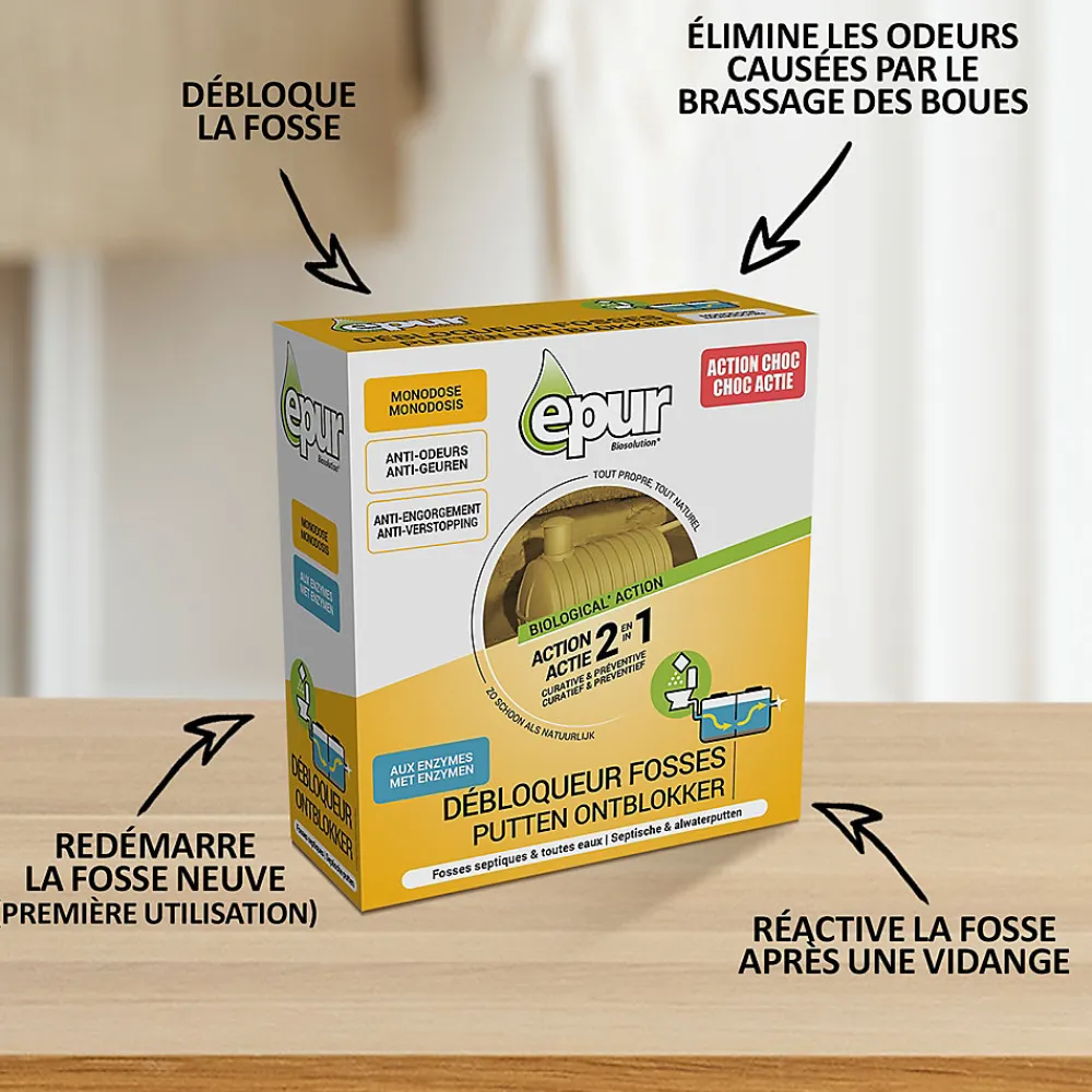 Débloqueur/réactivateur spécial fosses septiques 500g>Epur Clearance