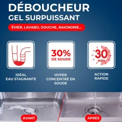 Starwax Déboucheur gel à la soude canalisations cuisine et salle de bains 1L* Déboucheur
