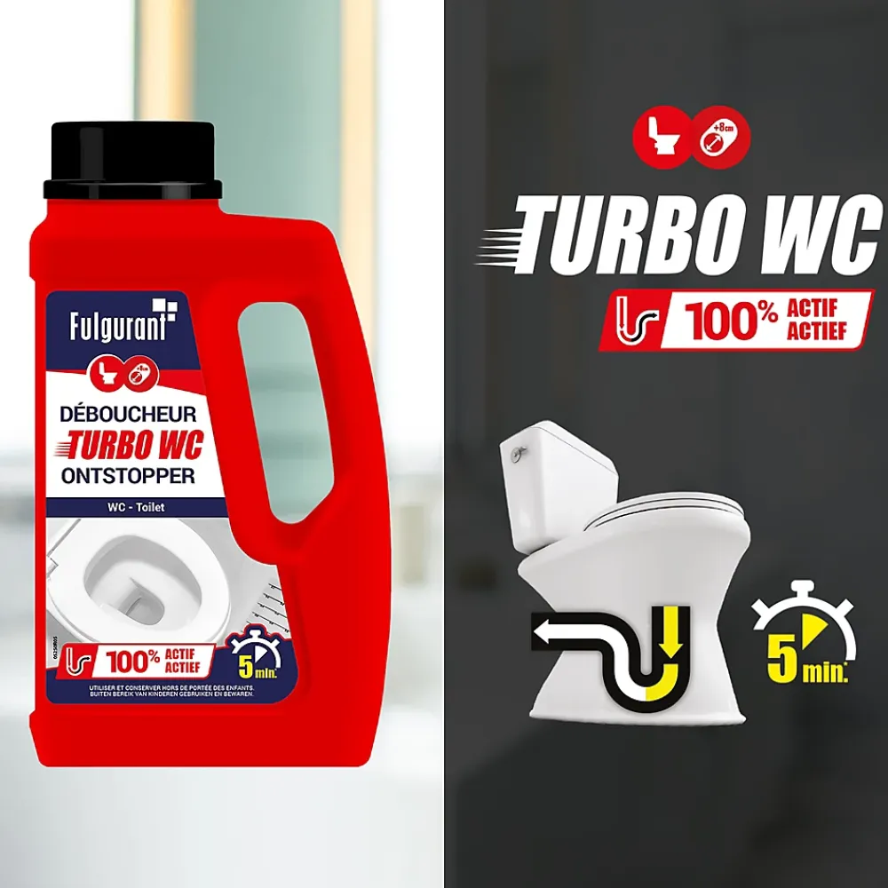 Déboucheur liquide Turbo WC Fulgurant 500g* Déboucheur