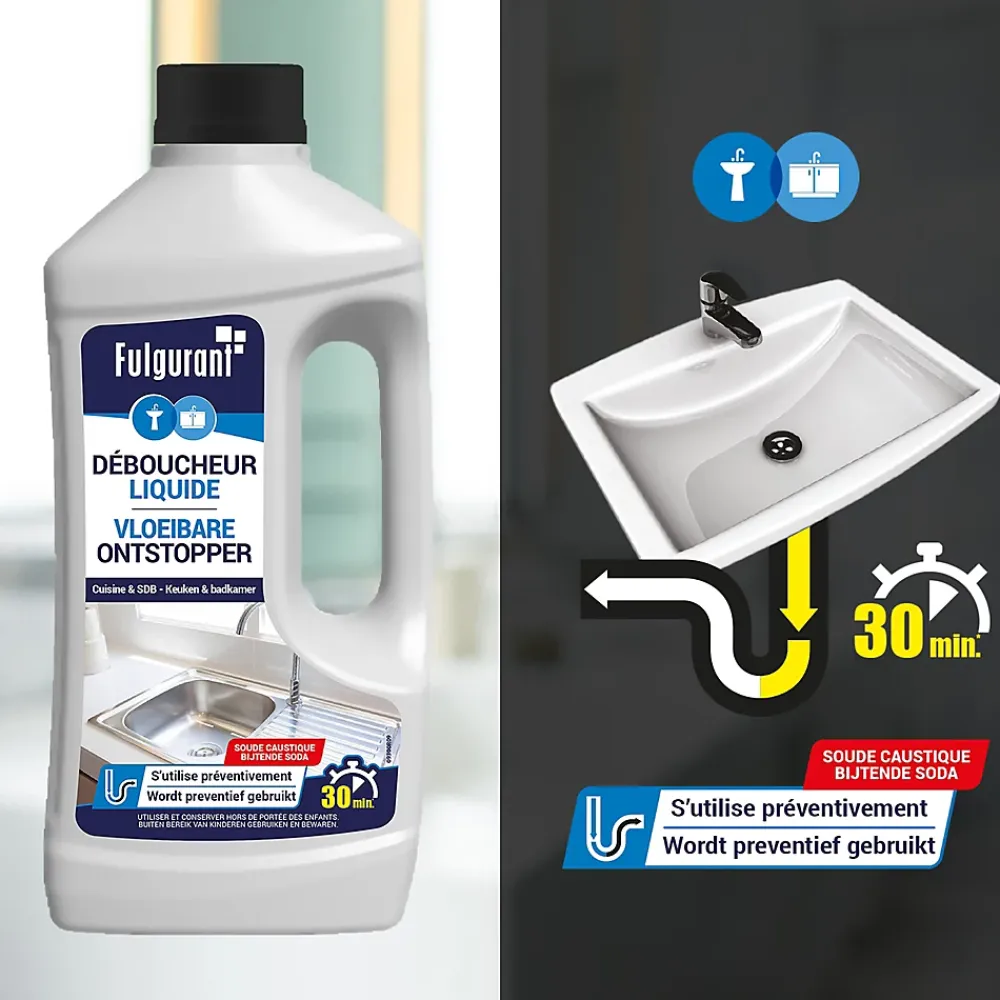Epur Déboucheur soude caustique Fulgurant 1L* Déboucheur