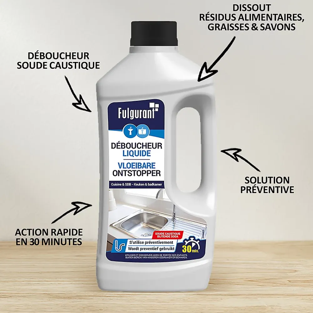 Epur Déboucheur soude caustique Fulgurant 1L* Déboucheur