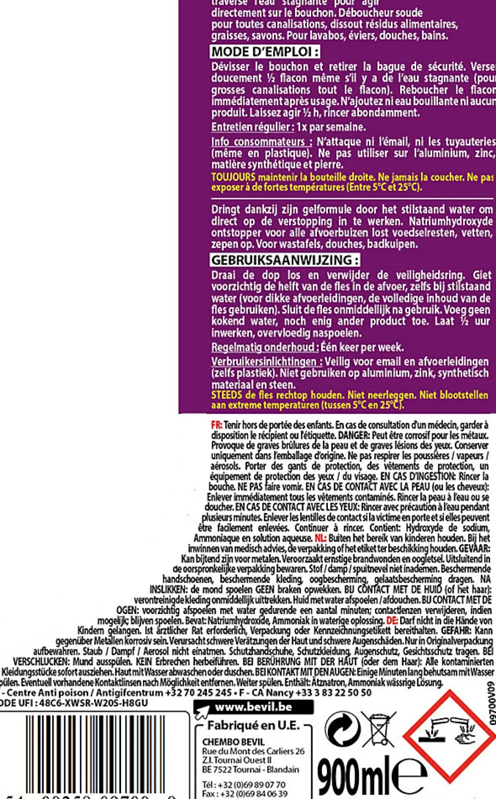 Déboucheur soude gel fulgurant Stopy 900ml>FULGURANT SANITAIRE Best