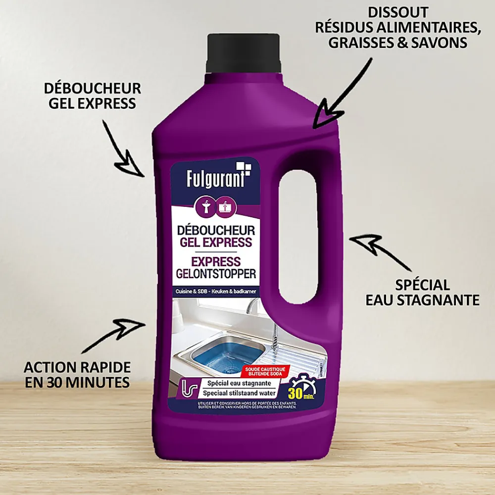 Déboucheur soude gel fulgurant Stopy 900ml>FULGURANT SANITAIRE Best