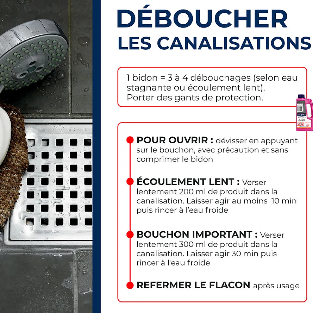 Déboucheur spécial cheveux 900ml>Starwax Online
