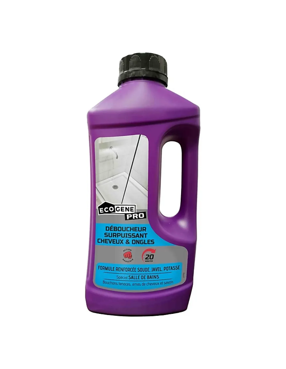 Ecogene déboucheur surpuissant cheveux et ongles pro 1 l* Déboucheur