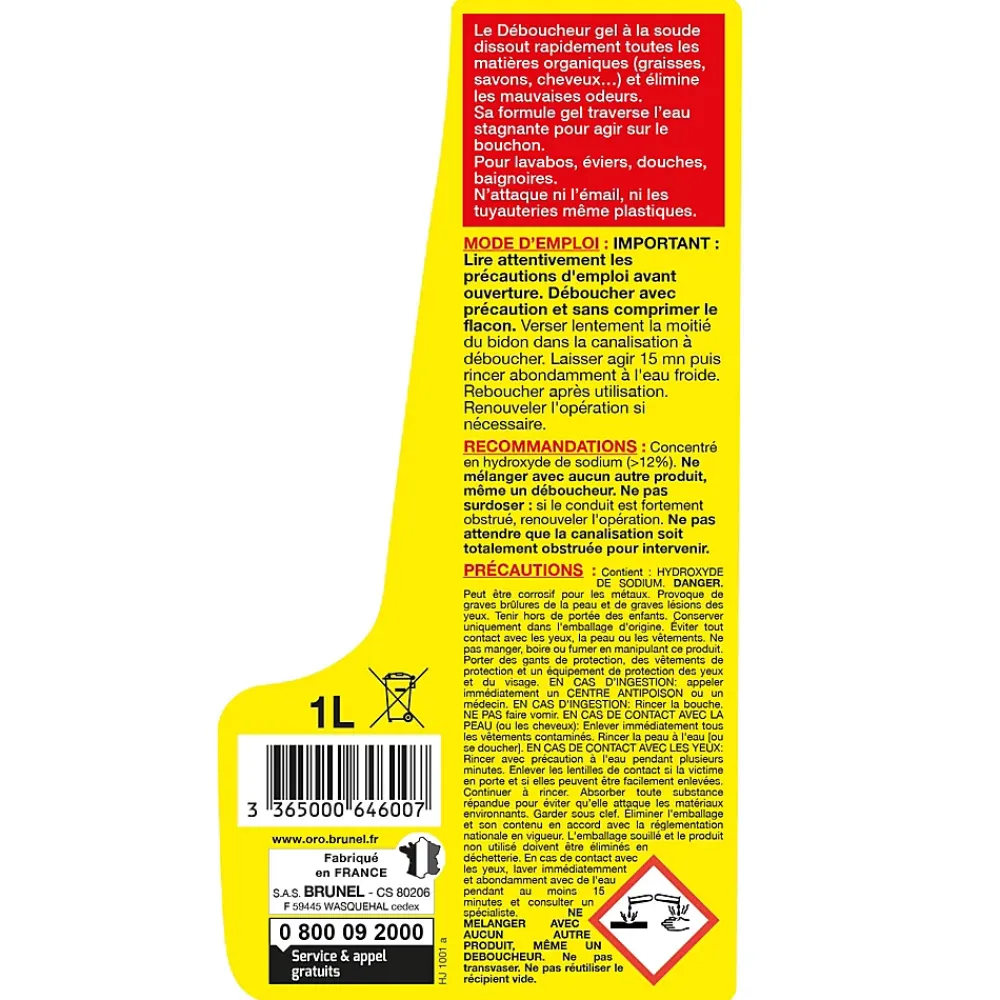 Débouch'tout Express gel Liquide 1L Oro* Déboucheur