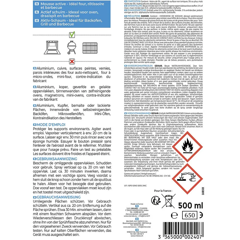 Starwax Décapant four et accessoires 500 ml* Nettoyant Pour Cuisine
