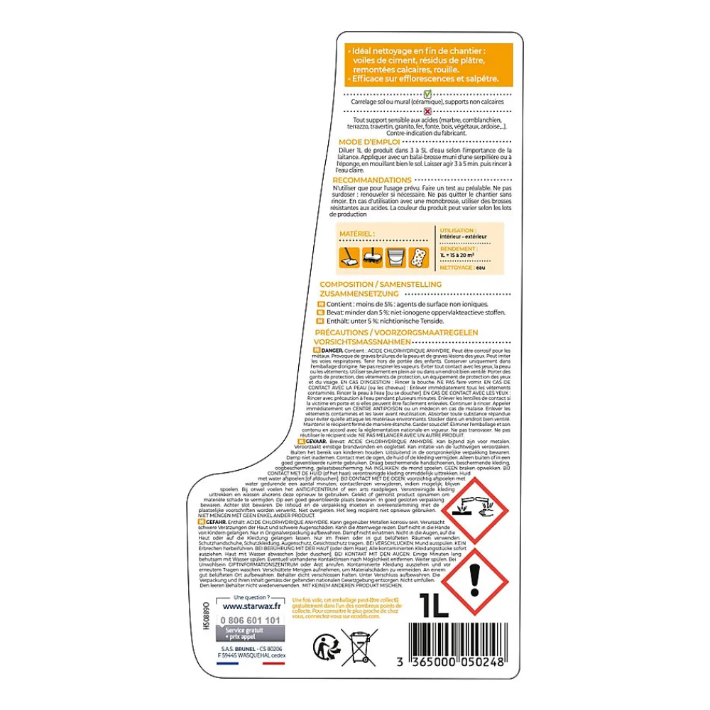 Décapant laitance de ciment carrelages 1L>Starwax New