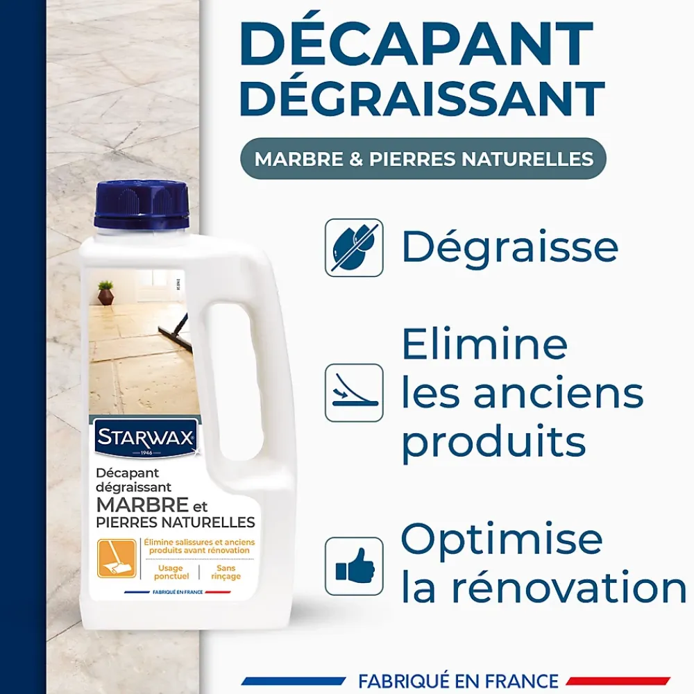 Starwax Décapant sans rinçage marbre et pierres naturelles 1L* Nettoyant Et Entretien Pour Sol
