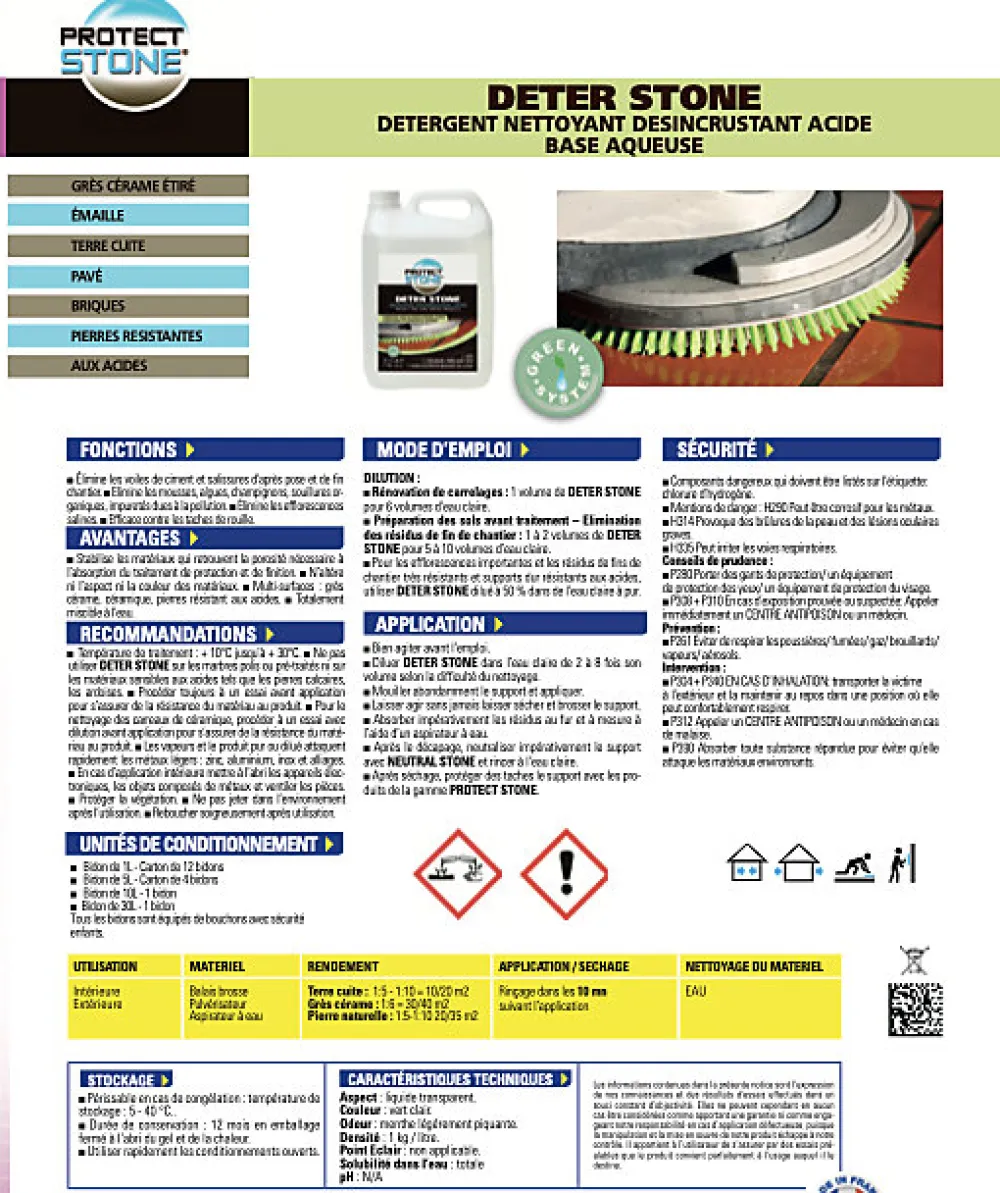Décapant Voile de Ciment et mousse Nettoyant puissant pour Pierre Naturelle, Marbre, Carrelage, Béton Int/Ext 1L (20m²)>Protect stone Clearance