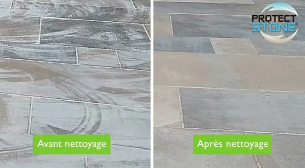 Décapant Voile de Ciment et mousse Nettoyant puissant pour Pierre Naturelle, Marbre, Carrelage, Béton Int/Ext 1L (20m²)>Protect stone Clearance