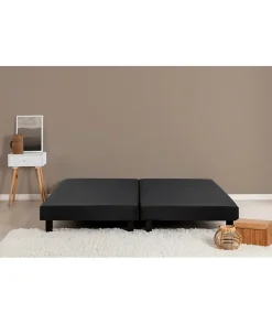 Rakenne Lot de 2 Sommiers tapissiers a lattes 180 x 200 cm - Bois massif noir + Pieds>Deko Dream Hot