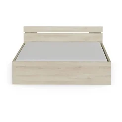 Demeyere Lit adulte MICHIGAN - 160 x 200 cm - Mulitiples rangements - Chene brossé* Lit Coffre