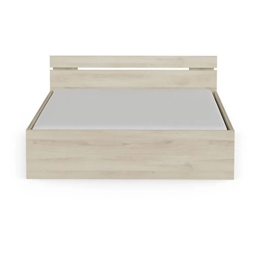 Demeyere Lit adulte MICHIGAN - 160 x 200 cm - Mulitiples rangements - Chene brossé* Lit Coffre