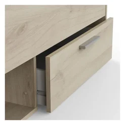Demeyere Lit adulte MICHIGAN - 160 x 200 cm - Mulitiples rangements - Chene brossé* Lit Coffre