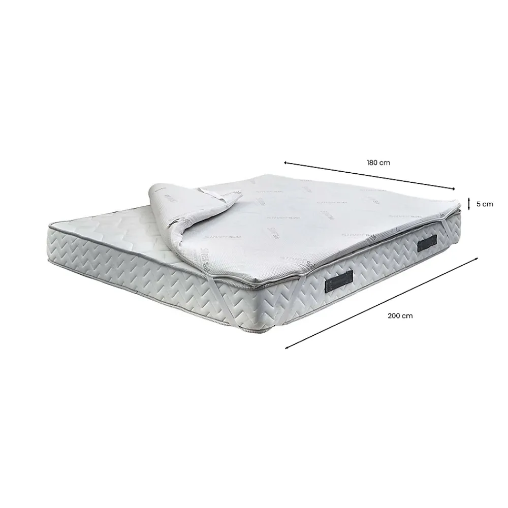 Talamo Italia Demolo surmatelas double, Surmatelas pour améliorer la posture, Surmatelas en mousse à mémoire de forme, 180x200xh5 cm* Surmatelas