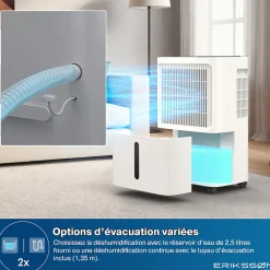 Eriksson Deshumidificateur - Dry Pro Plus - Blanc - Déshumidifie jusqu'à 16 litres par jour* Déshumidificateur D'Air