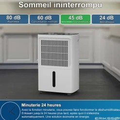 Eriksson Deshumidificateur - Dry Pro Plus - Blanc - Déshumidifie jusqu'à 16 litres par jour* Déshumidificateur D'Air