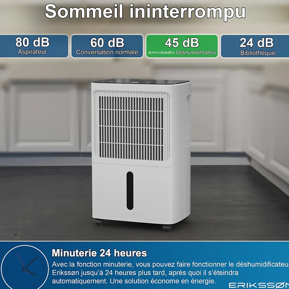 Eriksson Deshumidificateur - Dry Pro Plus - Blanc - Déshumidifie jusqu'à 16 litres par jour* Déshumidificateur D'Air