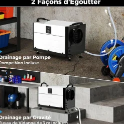 Giantex Deshumidificateur d Air Industriel 73,5L/Jour, Panneau de Contrôle, 20%-90% Humidité, 2 Méthodes Drainage Blanc* Déshumidificateur D'Air