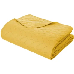 Atmosphera Créateur D'Intérieur Dessus de lit + 2 taies "Tressé" jaune moutarde - 260x240 cm - Atmosphera* Boutis, Couvre-Lit, Édredon