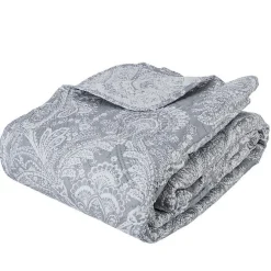 Dessus de lit 260 x 240 cm + 2 Taies 60 x 60 cm "Marie" - Gris>Atmosphera Discount