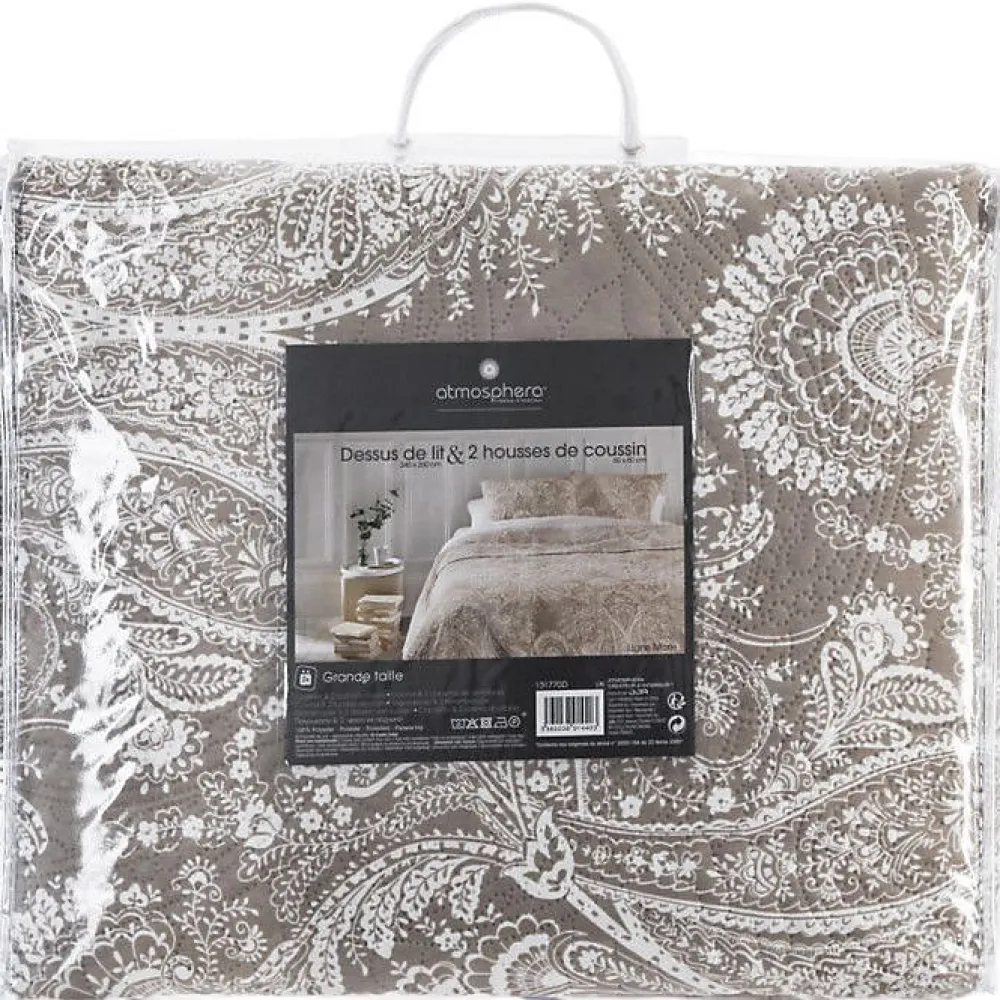 Dessus de lit 260 x 240 cm + 2 Taies 60 x 60 cm "Marie" - Lin>Atmosphera New