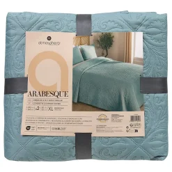 Atmosphera Créateur D'Intérieur Dessus de lit Arabesque bleu minéral 260x240cm - Atmosphera* Boutis, Couvre-Lit, Édredon