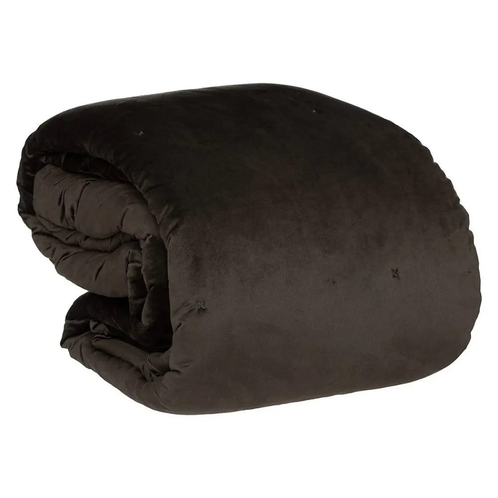 Atmosphera Créateur D'Intérieur Dessus de lit Baklo en velours 240x260cm gris foncé - Atmosphera* Boutis, Couvre-Lit, Édredon