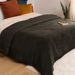 Atmosphera Créateur D'Intérieur Dessus de lit Baklo en velours 240x260cm gris foncé - Atmosphera* Boutis, Couvre-Lit, Édredon