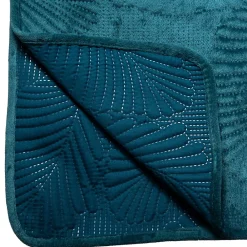Atmosphera Créateur D'Intérieur Dessus de lit Feuille - velours - bleu canard 240x260 cm - Atmosphera* Boutis, Couvre-Lit, Édredon