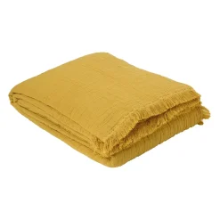 Dessus de lit gaze de coton (270x250 cm - Jaune Ocre)* Boutis, Couvre-Lit, Édredon