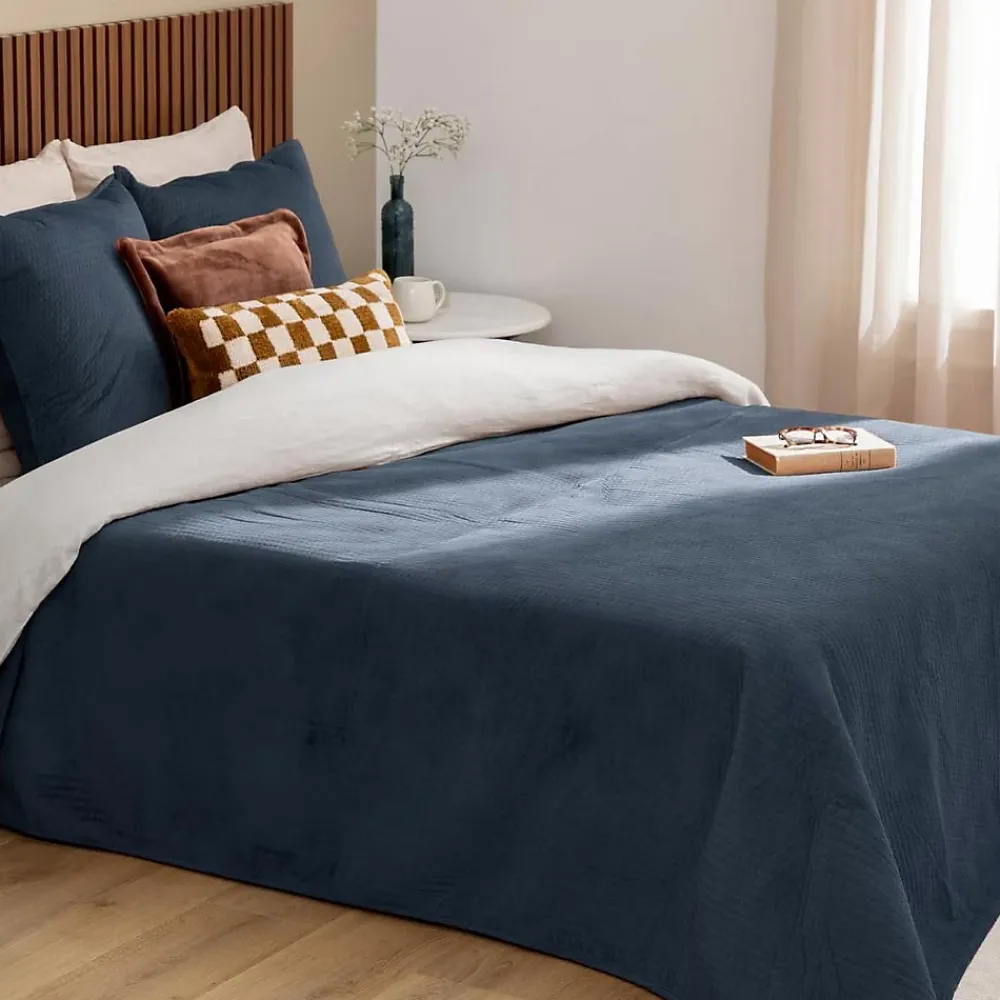 Atmosphera Créateur D'Intérieur Dessus de lit Lilou bleu egéen 260x240cm - Atmosphera* Boutis, Couvre-Lit, Édredon