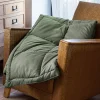 Toison d'Or Dessus de lit matelassé peau de pêche Oekotex (220x240 cm - Vert)* Boutis, Couvre-Lit, Édredon