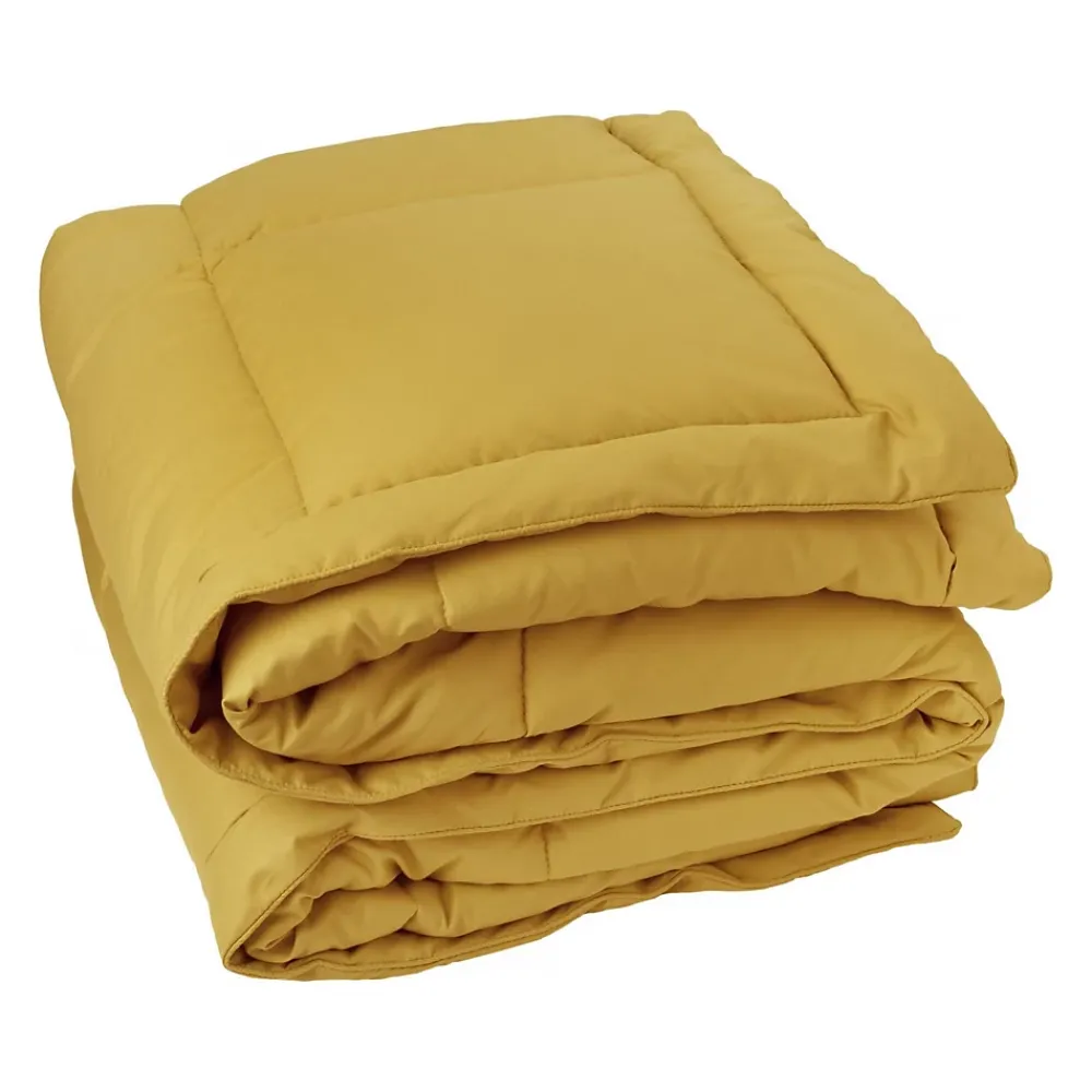 Toison d'Or Dessus de lit matelassé peau de pêche Oekotex (240x260 cm - Jaune Curry)* Boutis, Couvre-Lit, Édredon