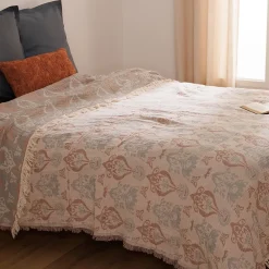 Atmosphera Créateur D'Intérieur Dessus de lit Mirohia beige et bleu 260x240cm - Atmosphera* Boutis, Couvre-Lit, Édredon