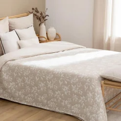 Dessus de lit Nuvia beige lin 260x240cm - Atmosphera><noscript><img width=