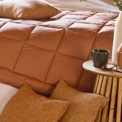 Linnea Dessus de lit polyester microfibre 240x220 cm LAZY orange ocre* Boutis, Couvre-Lit, Édredon