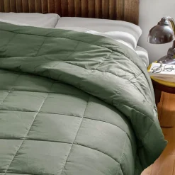 Dessus de lit polyester microfibre 260x240 cm LAZY vert argile>Linnea Discount