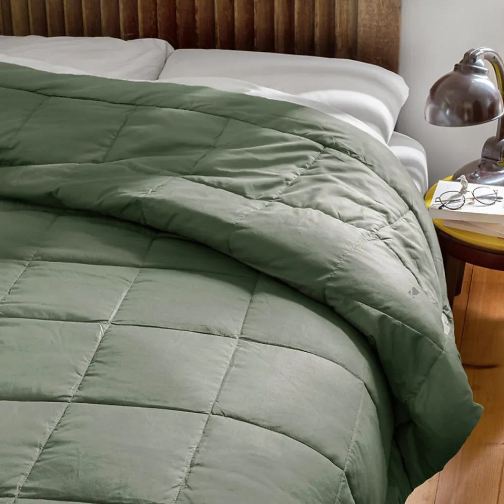 Dessus de lit polyester microfibre 260x240 cm LAZY vert argile>Linnea Discount