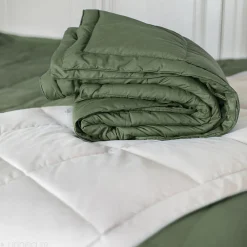 Dessus de lit polyester microfibre 260x240 cm LAZY vert argile><noscript><img width=