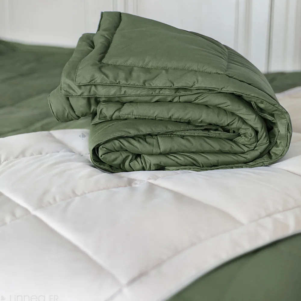 Dessus de lit polyester microfibre 260x240 cm LAZY vert argile>Linnea Discount