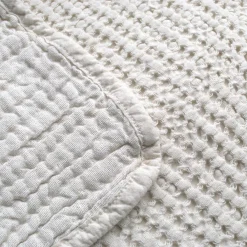Dessus de lit réversible 180x250 cm JAIPUR en coton beige craie><noscript><img width=