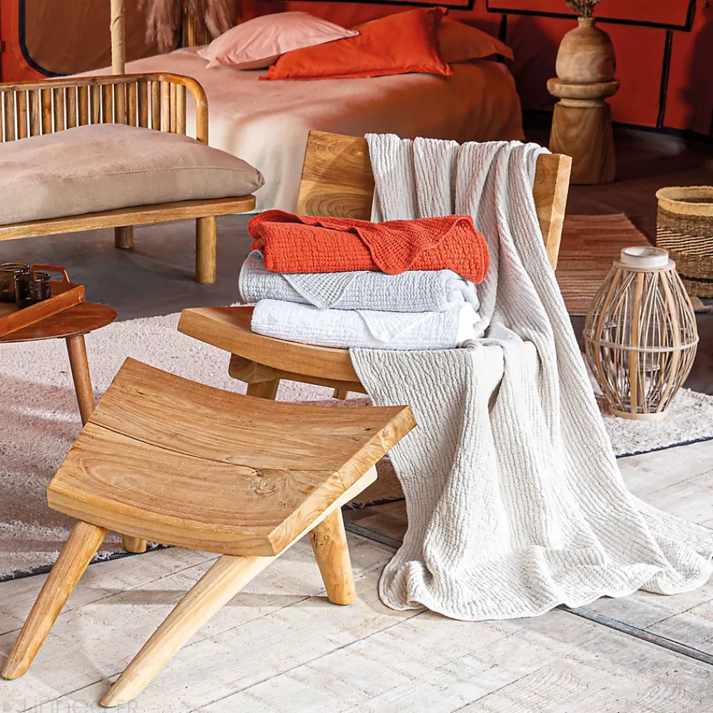 Linnea Dessus de lit réversible 270x250 cm JAIPUR en coton beige craie* Boutis, Couvre-Lit, Édredon
